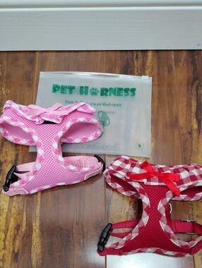 Super Buddy 2 Pet Harness One Pink & One Red Check Dog Harnesses Size Small